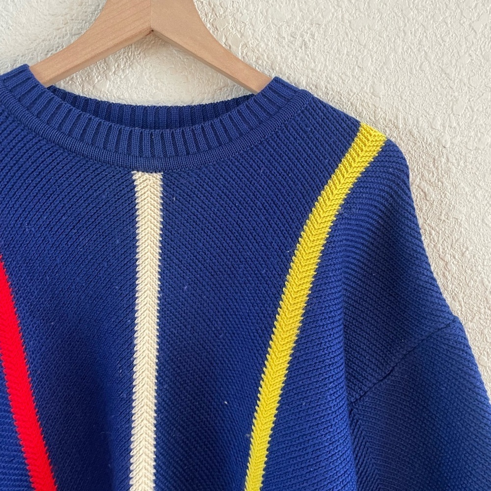Vintage 80s Sweater with Red, Yellow & Cream Accents - Picture 3 of 15